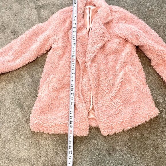 PJ Salvage Pink Sherpa Open Front Oversize Balletcore Coquette Teddy Pea Coat XL - Picture 5 of 9